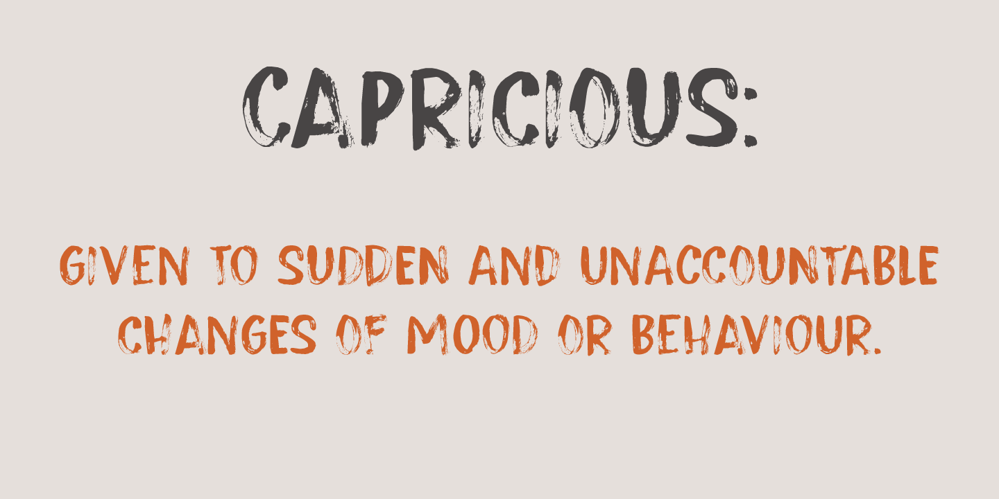 Beispiel einer Capricious Italic-Schriftart